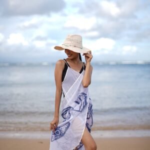 batik beach cover up blue sea