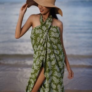 batik beach cover up green nanas