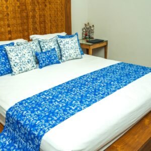 batik bed runner blue deer