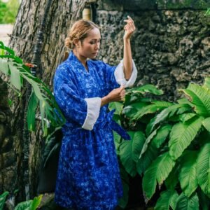 batik robe kimono blue dragonfly 2in1