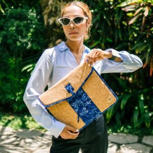 batik laptop bag blue dragonfly cork