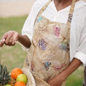 gold shell batik apron