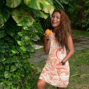 orange citrus batik apron