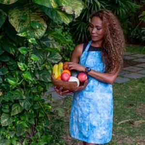 soda blue batik apron