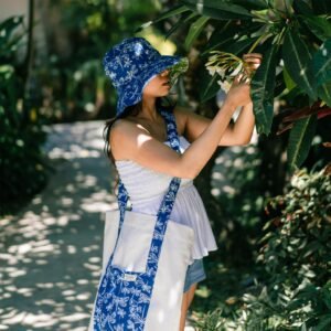 batik tote bag & hat blue dragonfly