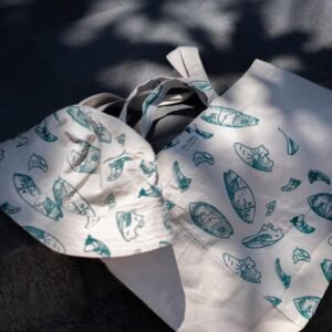 batik tote bag & hat surfboard
