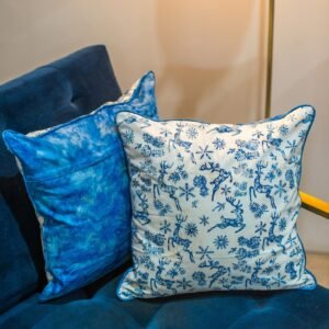 batik cushion cover blue or white deer