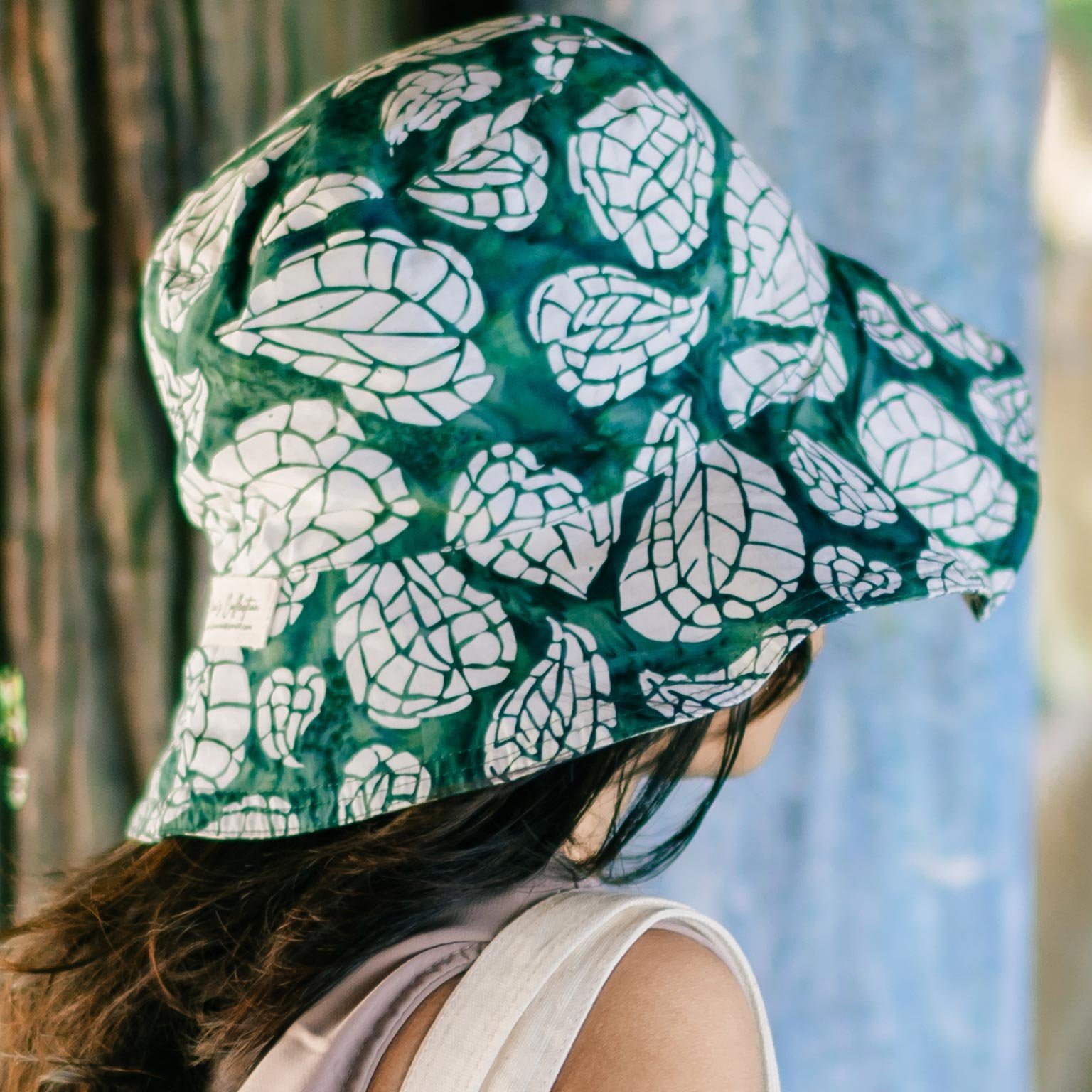 batik_hat_green_leaves2 batik tote bag & hat green leaves