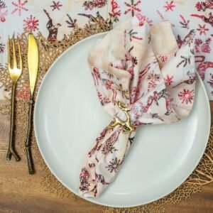 batik napkin & table runner pink deer christmas