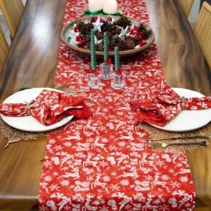 batik napkin & table runner red deer christmas