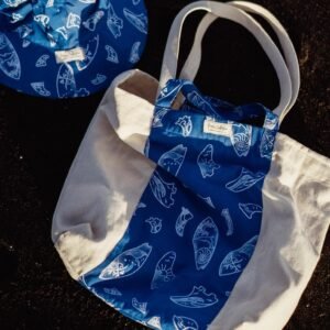 batik tote bag & hat cobalt surfboard