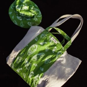batik tote bag & hat green surfboard
