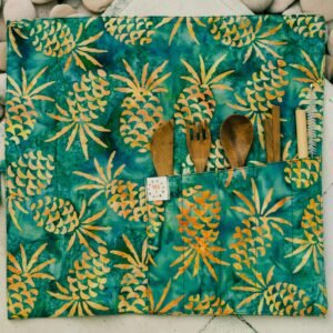 batik utensil wrap green pineapple