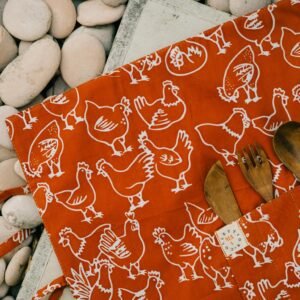 batik utensil wrap red chicken